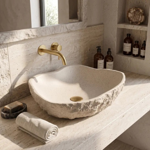 Umywalka nablatowa Rea Isla Warm Beige | Lazuro