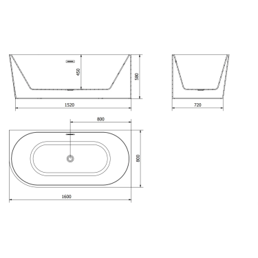 Laguna Volare 160×80 cm – Ekskluzywna wanna narożna wolnostojąca | Biały akryl + chromowany przelew