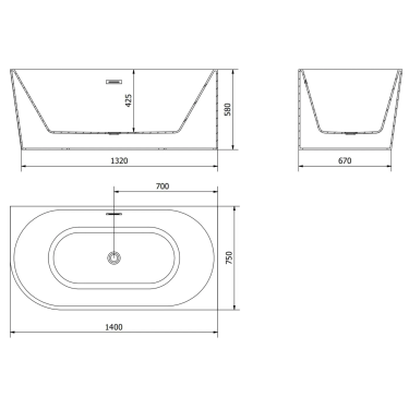 Laguna Volare 140×75 cm – Ekskluzywna wanna narożna wolnostojąca | Biały akryl + chromowany przelew