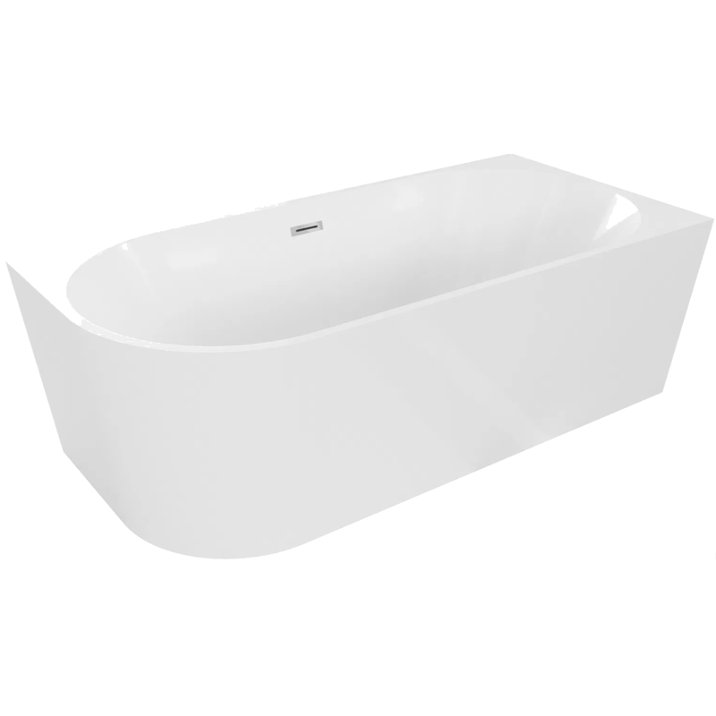 Laguna Volare 160×80 cm – Ekskluzywna wanna narożna wolnostojąca | Biały akryl + chromowany przelew
