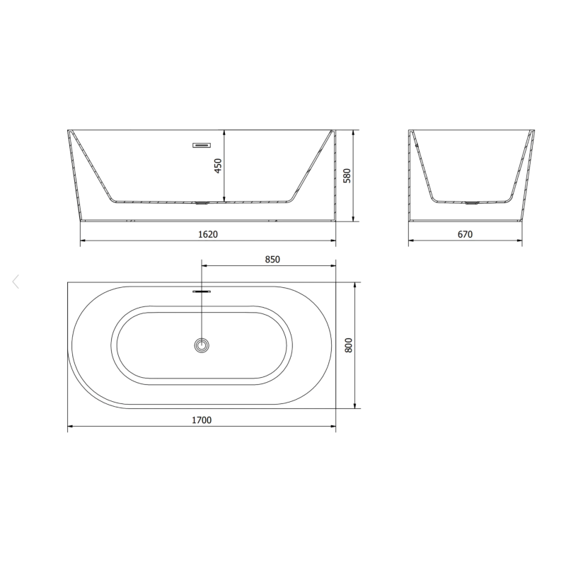 Laguna Volare 170×80 cm – Ekskluzywna wanna narożna wolnostojąca | Czarna akryl + chromowany przelew