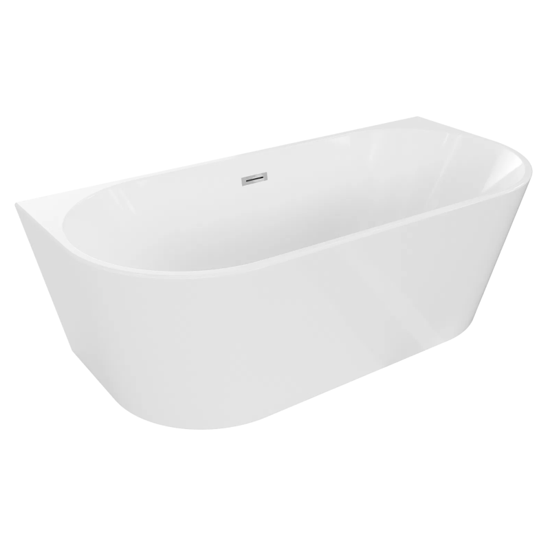 Aurelia Oval 140×75 – elegancka wanna przyścienna wolnostojąca | biała, akryl sanitarny
