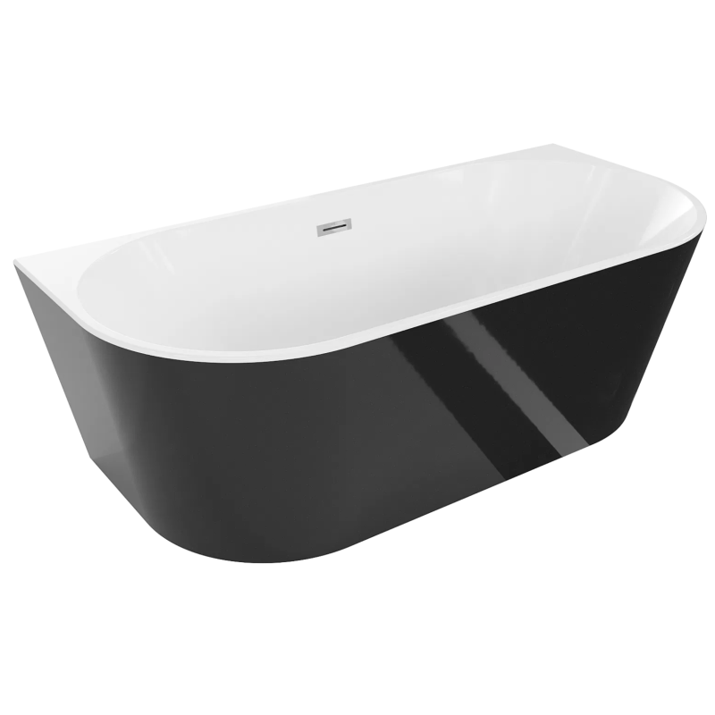 Aurelia Oval 160×80 – elegancka wanna przyścienna wolnostojąca | Czarna, akryl sanitarny