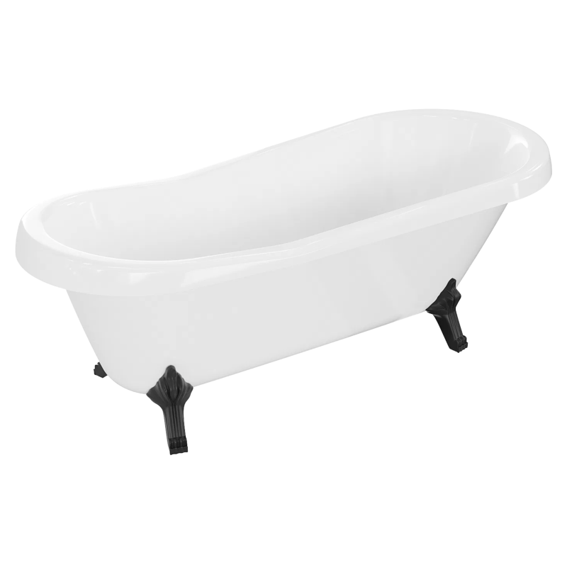 Retro wanna wolnostojąca – czarna / biała – nogi chrom – 170×75 / 160×70 / 150×70 cm – elegancja i styl