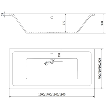 Wanna prostokątna Cubea 190x90 cm biała – z obudową lub bez