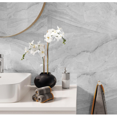 Płyta węglowa Silver Vein Gloss 120×60 cm – szary marmur w połysku na ścianę