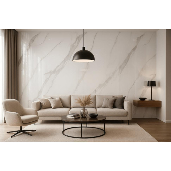 Płyta węglowa Arctic Vein Gloss XL 280×110 cm – biały marmur Calacatta połysk 2