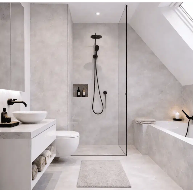 Płyta węglowa Light Concrete XL Matt 280×110 cm – jasny beton mat na ścianę