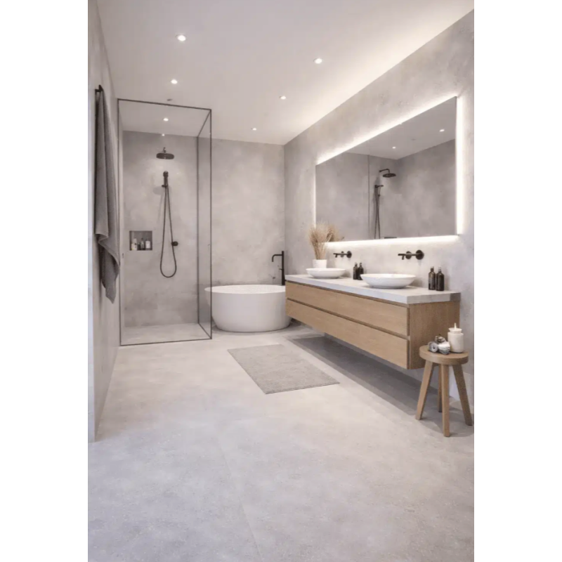 Płyta węglowa Light Concrete XL Matt 280×110 cm – jasny beton mat na ścianę