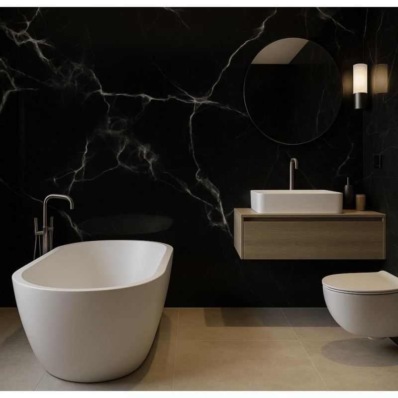 Płyta węglowa Noir Marquina Gloss XL 280×110 cm – czarny marmur w połysku