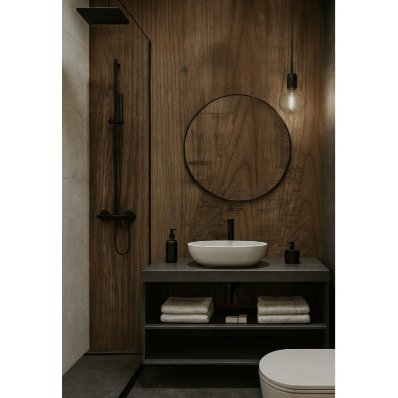 Płyta węglowa Rustic Wood XL Matt 280×110 cm – ciemne drewno na ścianę